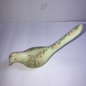 Fenton Pink Blossom Satin Custard Happiness Bird ~ Hand painted  Signed